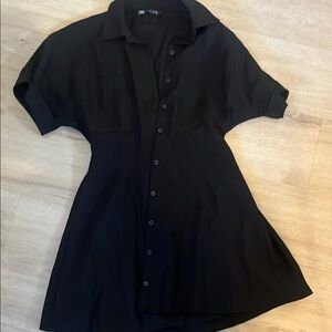 Black Button-Up Women's Top